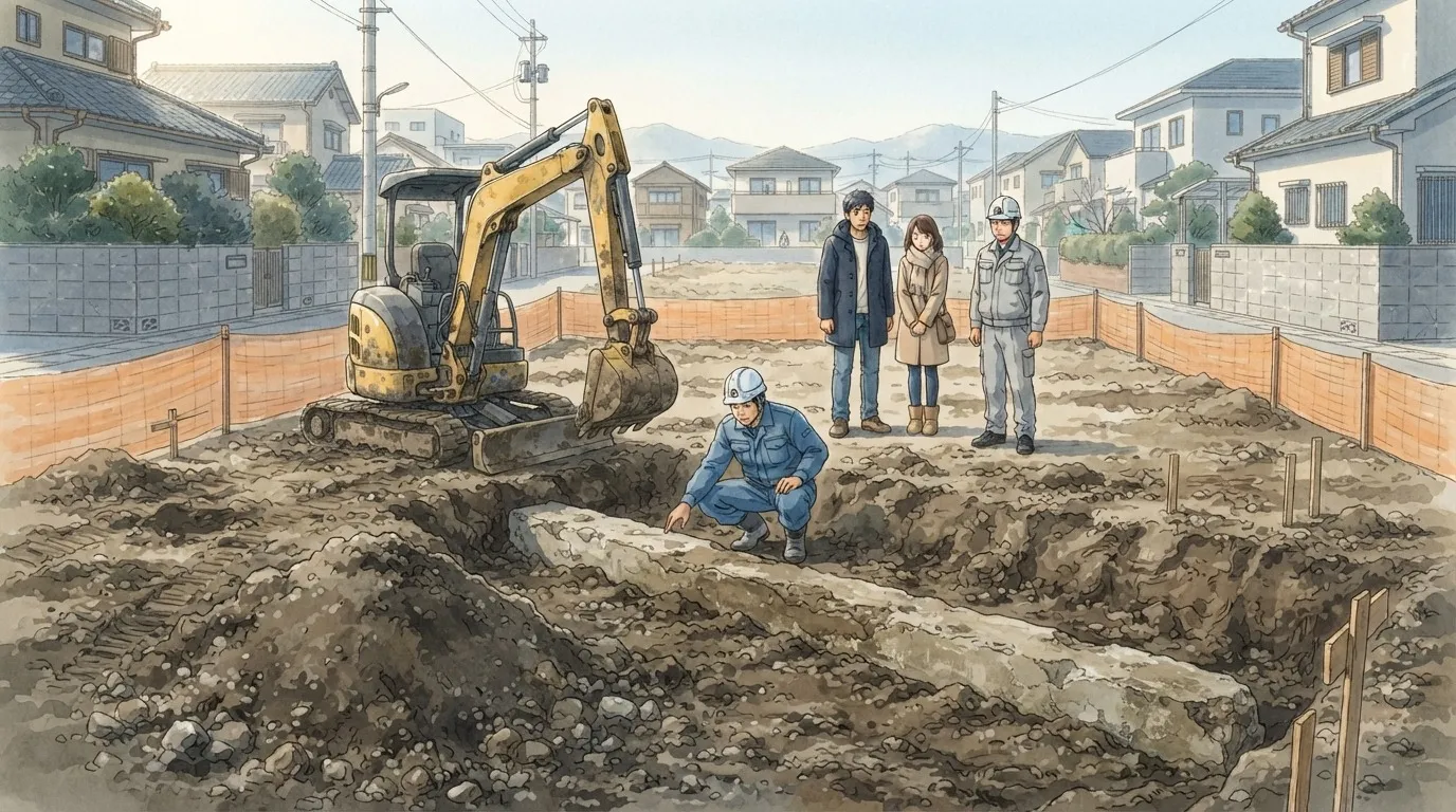 土地の中から昔の基礎やブロックが出てきたら？「地中埋設物」とは違う解体後の土地確認